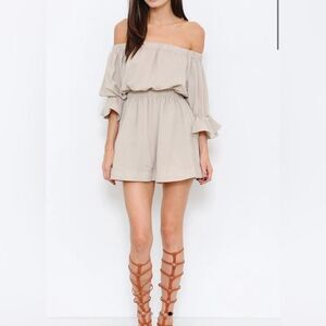 L’atiste by Amy Off Shoulder Taupe Boho Dress M